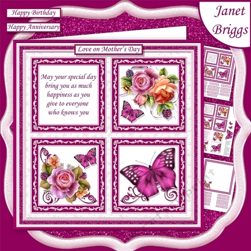 ENGLISH ROSES BUTTERFLIES & VERSE SQUARES 7.5 Quick Layer Card & Insert Mini Kit
