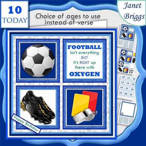 FOOTBALL BLUE 7.5 Quick Card Verse or Ages Decoupage & Insert Mini Kit