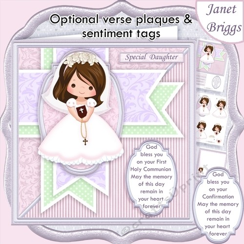 1ST HOLY COMMUNION or CONFIRMATION Girl & Verse 7.5 Decoupage & Insert Mini Kit