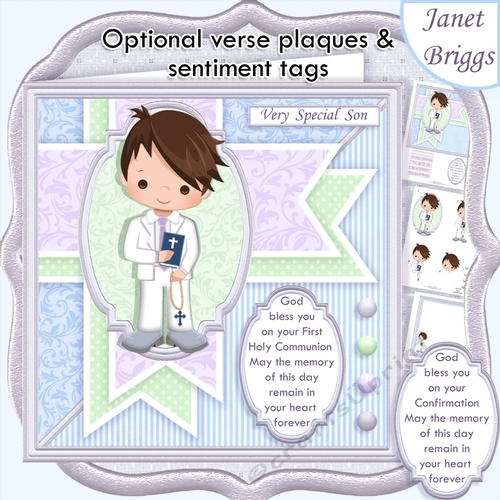 1ST HOLY COMMUNION or CONFIRMATION Boy & Verse 7.5 Decoupage & Insert Mini Kit