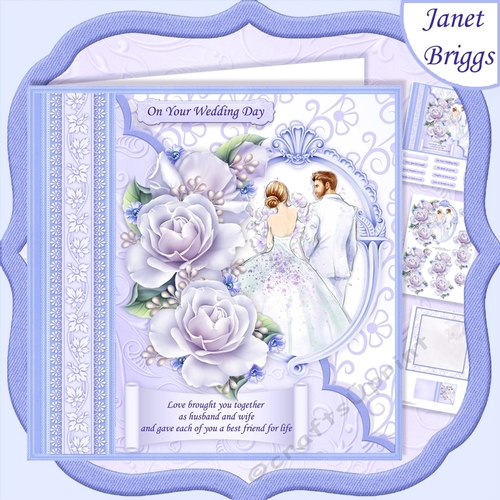 Wedding Day LOVE BROUGHT YOU TOGETHER Blue 8x8 Decoupage Mini Kit