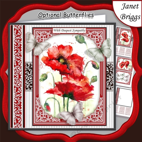 POPPIES & BUTTERFLIES All Occasions Quick Card & Insert Mini Kit