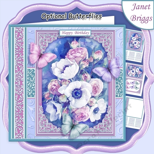 ANEMONE ROSES & BUTTERFLIES All Occasions Quick Card & Insert Mini Kit
