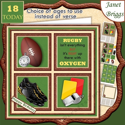 RUGBY 7.5 Quick Card Verse or Ages Decoupage & Insert Mini Kit