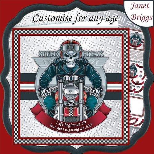 BIKER LIFE BEGINS AT Humorous 7.5 Decoupage Insert & Ages Mini Kit