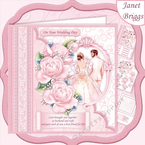 Wedding Day LOVE BROUGHT YOU TOGETHER Pink 8x8 Decoupage Mini Kit