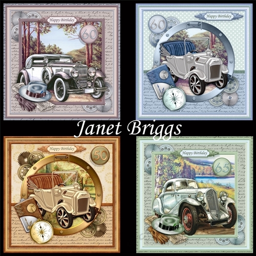 VINTAGE CARS 7.5 Decoupage Ages & Inserts Bumper Kit