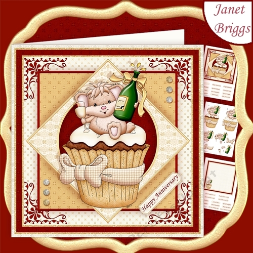 CHAMPAGNE CUPCAKE 7.5 All Occasions Decoupage & Insert Mini Kit