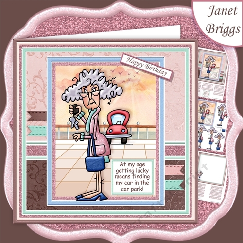STELLA GETTING LUCKY AT MY AGE 7.5 Humorous Decoupage & Insert Mini Kit