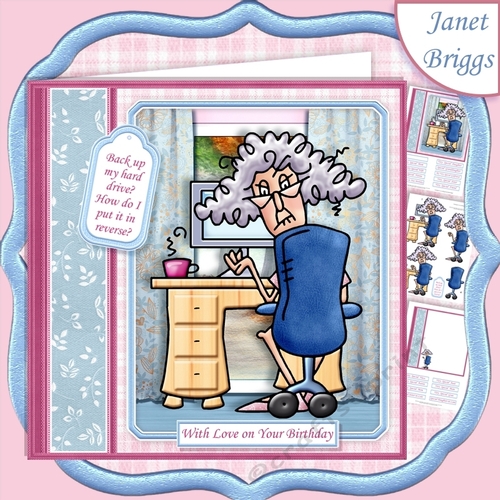 STELLA BACK UP MY HARD DRIVE 7.5 Humorous Decoupage & Insert Mini Kit