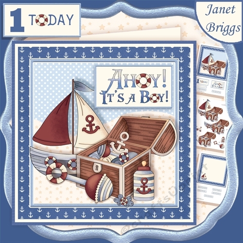AHOY ITS A BOY 7.5 New Baby or 1st Birthday Decoupage Mini Kit