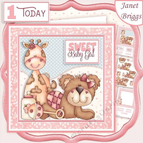 SWEET BABY GIRL 7.5 New Baby or 1st Birthday Decoupage Mini Kit