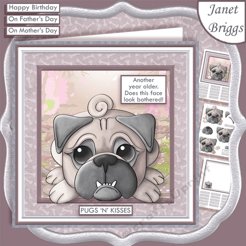 PUGS N KISSES 7.5 Humorous Decoupage & Insert Mini Kit