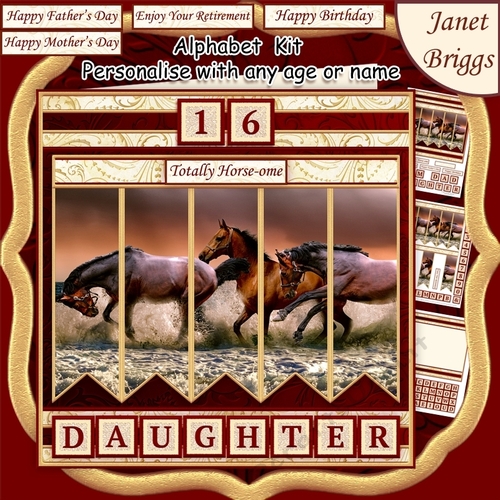 HORSES IN SEA 7.5 Alphabet and Age Quick Card Kit Create Any Name