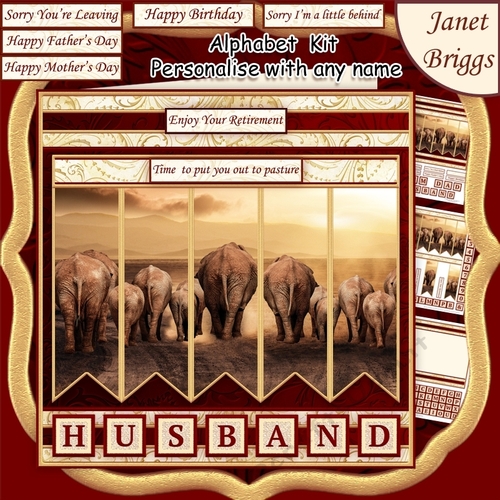 ELEPHANTS 7.5 Alphabet and Age Quick Card Kit Create Any Name