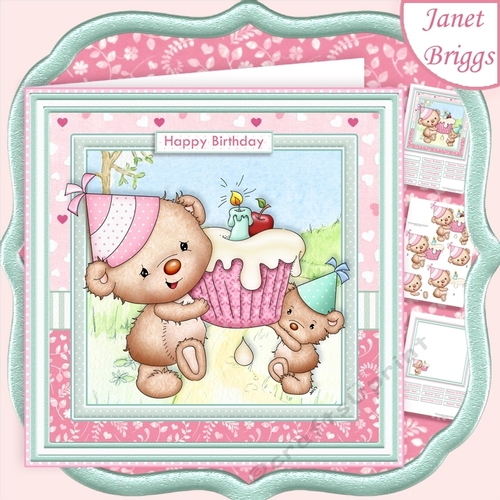 TEDS CUPCAKE PARTY 7.5 Decoupage & Insert Mini Kit