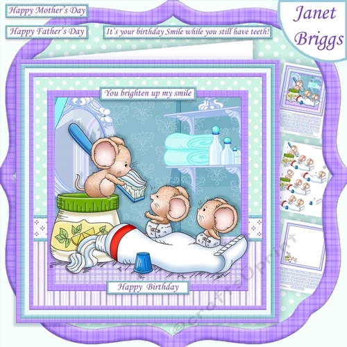 BRIGHT SMILES Birthday Mothers Day or Fathers Day 7.5 Decoupage & Insert Mini Kit