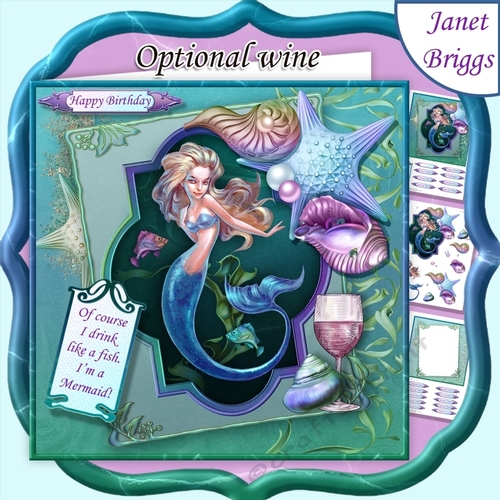 MERMAID Drink Like a Fish 7.5 Decoupage & Insert Mini Kit