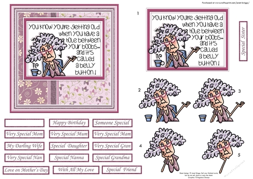 STELLA HOLE BETWEEN YOUR BOOBS 5x5 Humorous Decoupage Sheet