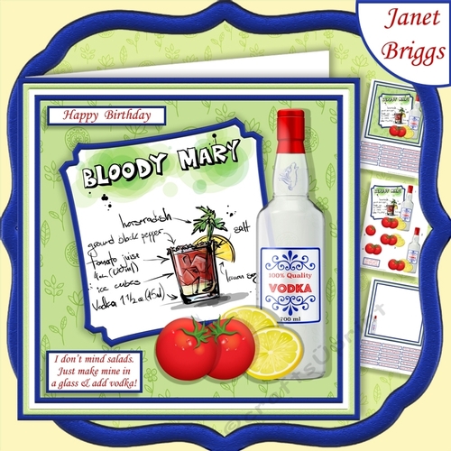 I DONT MIND SALAD 7.5 Humorous Vodka Decoupage & Insert Mini Kit