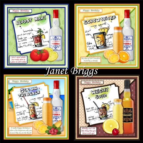 COCKTAIL DRINKS 7.5 Humorous Decoupage & Insert Bumper Kit