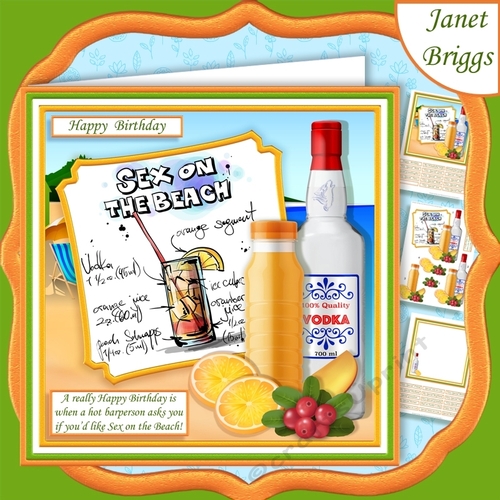 COCKTAILS SEX ON THE BEACH 7.5 Humorous Decoupage Mini Kit