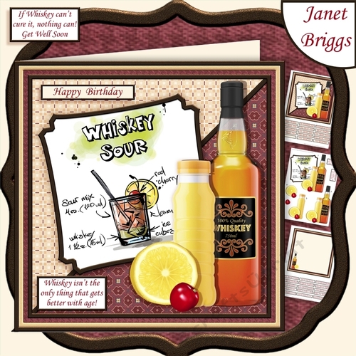 COCKTAILS WHISKEY GETS BETTER WITH AGE 7.5 Humorous Decoupage Mini Kit