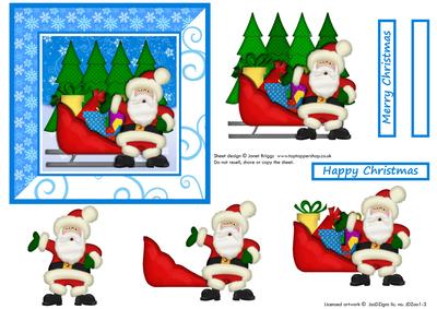 Ho Ho Ho Santa and Sleigh Decoupage