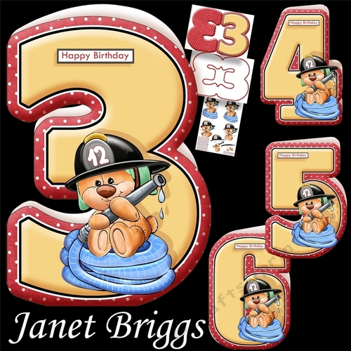 AGE 3 4 5 & 6  Shape Cards & Optional Fireman Decoupage Bumper Kit
