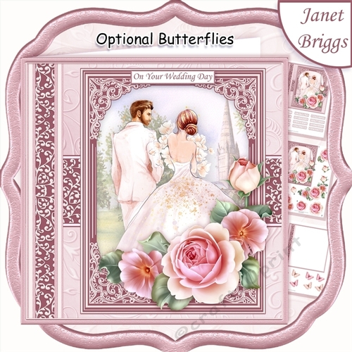 WEDDING DAY BRIDE & GROOM Pink 7.5 Decoupage & Insert Mini Kit