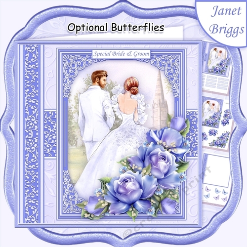 WEDDING DAY BRIDE & GROOM Purple 7.5 Decoupage & Insert Mini Kit