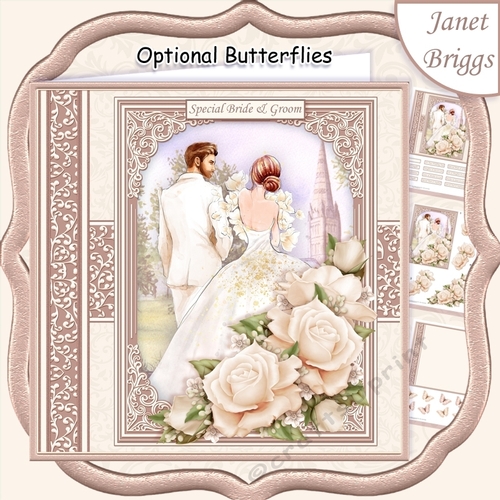 WEDDING DAY BRIDE & GROOM Ivory 7.5 Decoupage & Insert Mini Kit