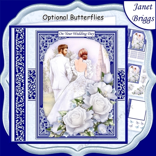 WEDDING DAY BRIDE & GROOM Navy 7.5 Decoupage & Insert Mini Kit