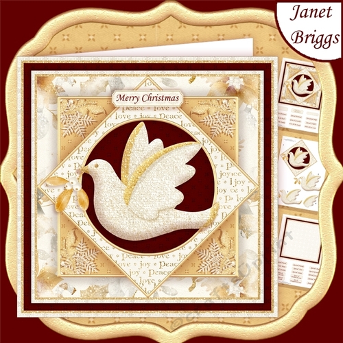 GOLD & WHITE CHRISTMAS DOVE 7.5 Decoupage & Insert Mini Kit