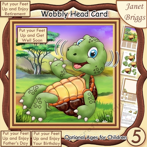 PUT YOUR FEET UP TORTOISE WOBBLY HEAD CARD 7.5 Decoupage & Insert Mini Kit