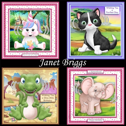 WOBBLY HEAD ANIMAL CARDS 7.5 Decoupage, Ages & Inserts Bumper Kit Set 2