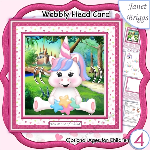 UNICORN WOBBLY HEAD CARD 7.5 Decoupage & Insert Kit
