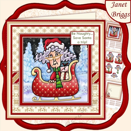 STELLA BE NAUGHTY 7.5 Humorous Christmas Decoupage & Insert Mini Kit