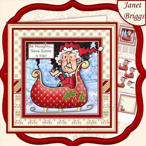 GUS BE NAUGHTY 7.5 Humorous Christmas Decoupage & Insert Mini Kit