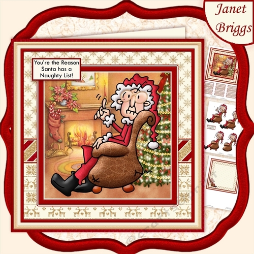 GUS NAUGHTY LIST 7.5 Humorous Christmas Decoupage & Insert Mini Kit