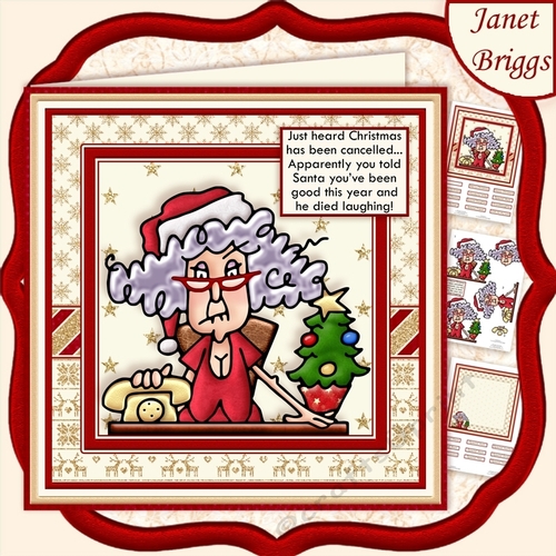 STELLA CHRISTMAS IS CANCELLED 7.5 Humorous Christmas Decoupage & Insert Mini Kit