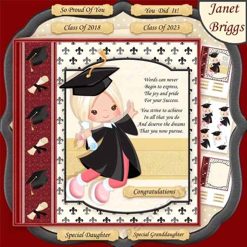 GRADUATION GIRL 7.5 Decoupage & Insert Mini Kit
