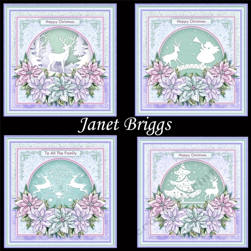 CHRISTMAS DEER SILHOUETTES & POINSETTIA 7.5 Decoupage Bumper Kit