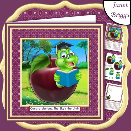 BOOKWORM THANK YOU TEACHER or GRADUATION 7.5 Decoupage & Insert Mini Kit