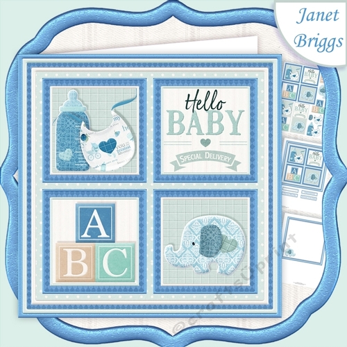 NEW BABY BOY SQUARES 7.5 Decoupage & Insert Mini Kit