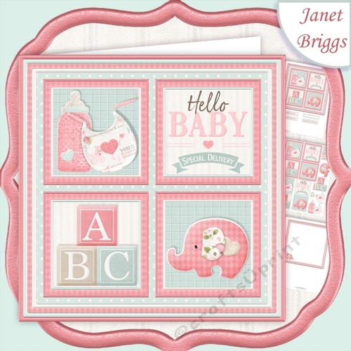 NEW BABY GIRL SQUARES 7.5 Decoupage & Insert Mini Kit