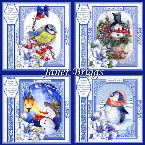 BLUE CHRISTMAS 7.8 Quick Layer Cards or Decoupage Bumper Kit