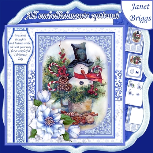 SNOWMAN IN CUP Christmas 7.8 Quick Layer Card or Decoupage Mini Kit