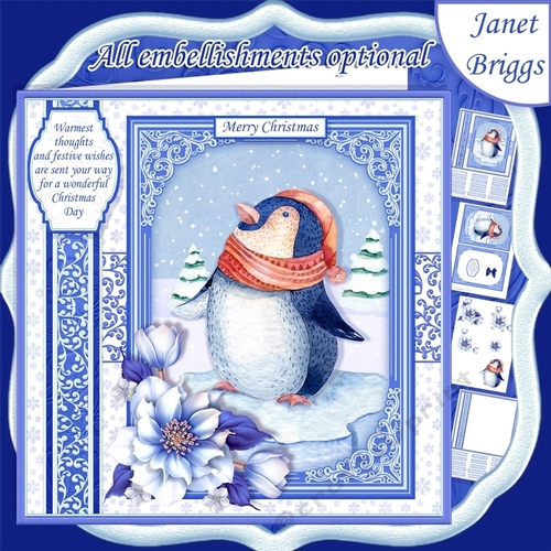 PENGUIN Christmas 7.8 Quick Layer Card or Decoupage Mini Kit
