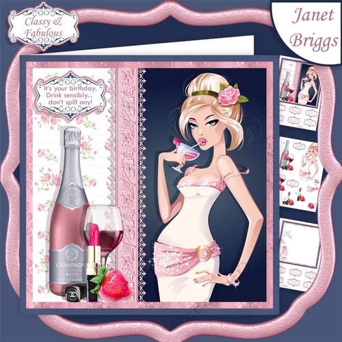 DRINK SENSIBLY DONT SPILL ANY Humorous 7.5 Decoupage & Insert Mini Kit